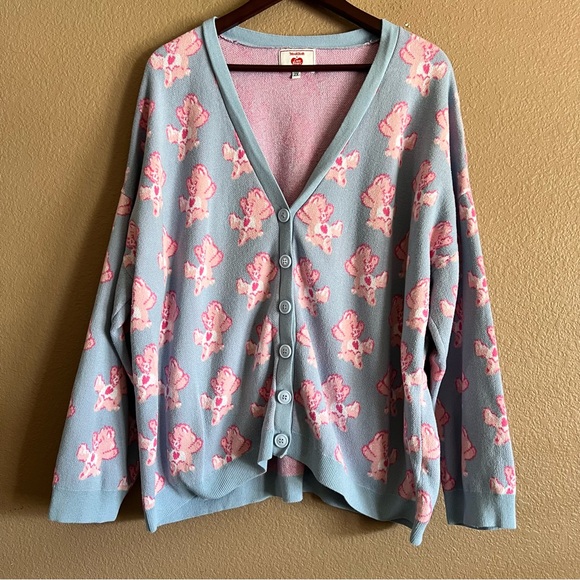 Modcloth Sweaters - ModCloth x Care Bears Pink and Blue Patterned Cardigan Sweater Size 2X